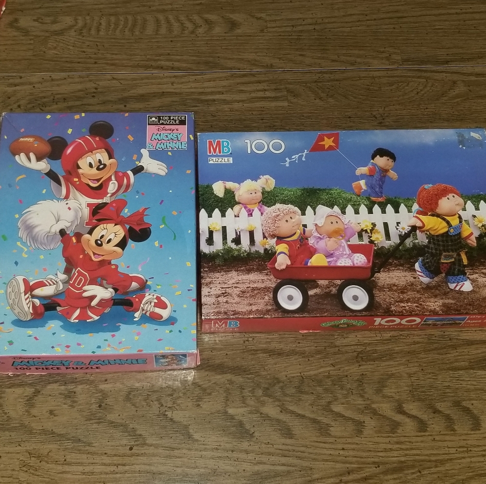 Vintage Children's Puzzles Disney & Cabbage Patch Kids Golden & Milton Bradley